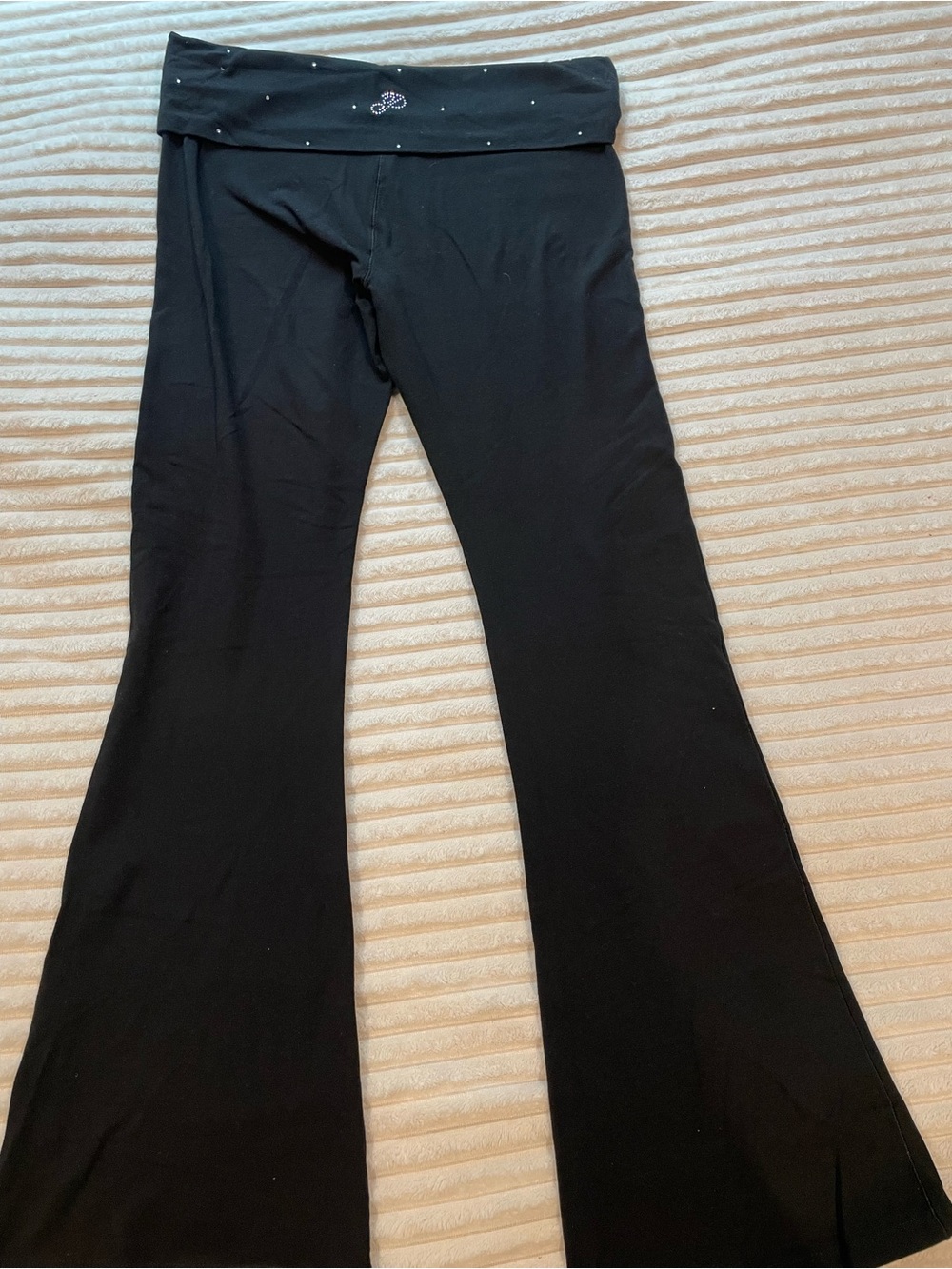PINK Victoria's Secret Black Fold-Over Waist Flare Yoga Pants